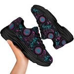 Purple And Blue Dream Catcher Print Black Chunky Shoes