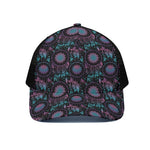 Purple And Blue Dream Catcher Print Black Mesh Trucker Cap