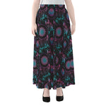 Purple And Blue Dream Catcher Print Chiffon Maxi Skirt
