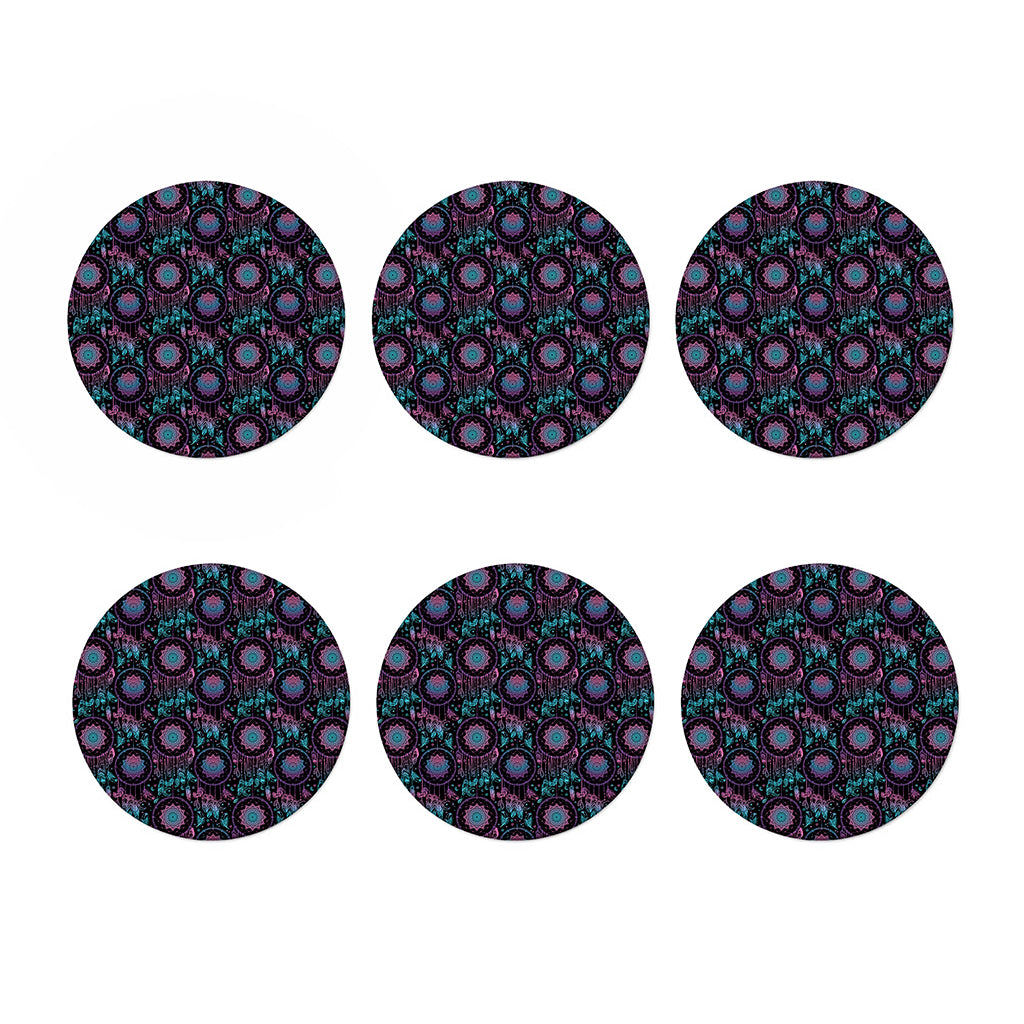 Purple And Blue Dream Catcher Print Coaster Set
