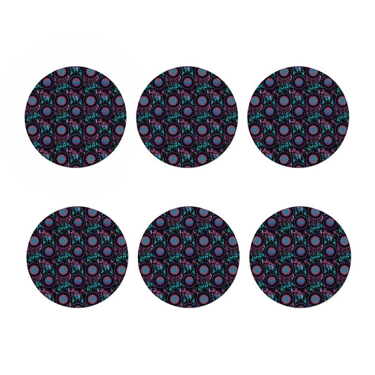 Purple And Blue Dream Catcher Print Coaster Set
