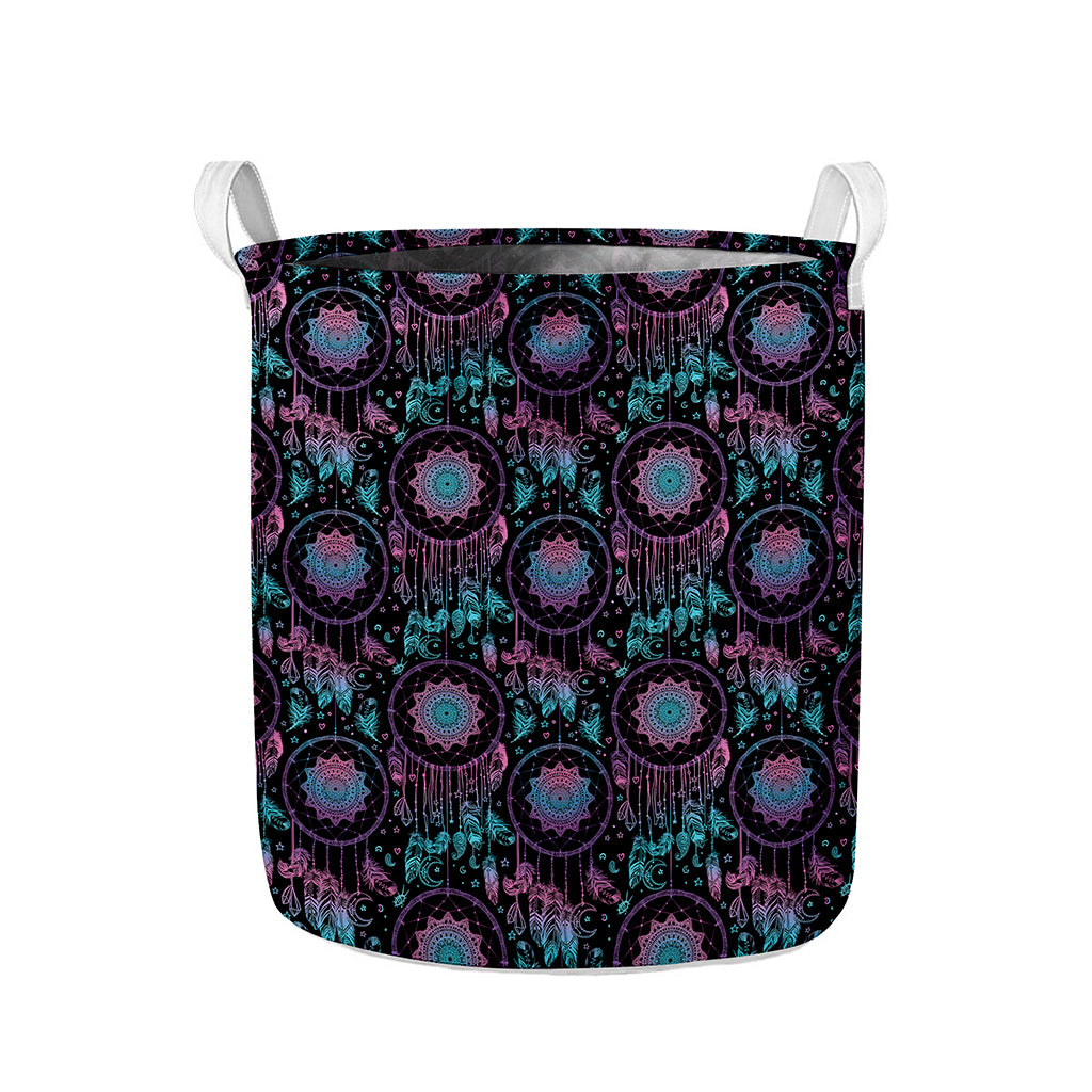 Purple And Blue Dream Catcher Print Collapsible Laundry Basket