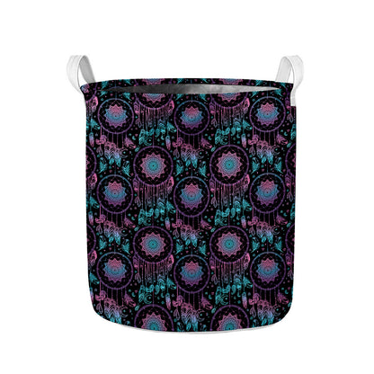Purple And Blue Dream Catcher Print Collapsible Laundry Basket