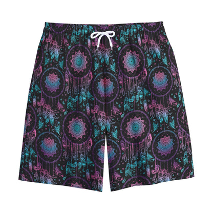 Purple And Blue Dream Catcher Print Cotton Shorts