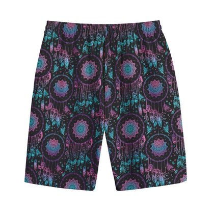 Purple And Blue Dream Catcher Print Cotton Shorts