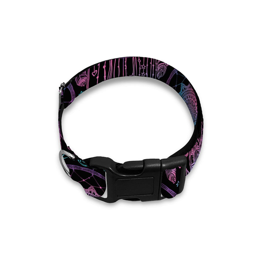 Purple And Blue Dream Catcher Print Dog Collar