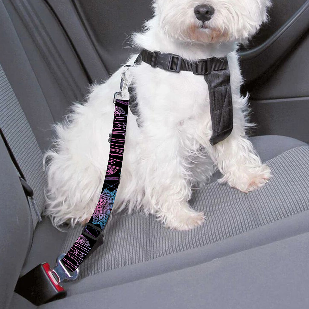 Purple And Blue Dream Catcher Print Dog Seat Belt