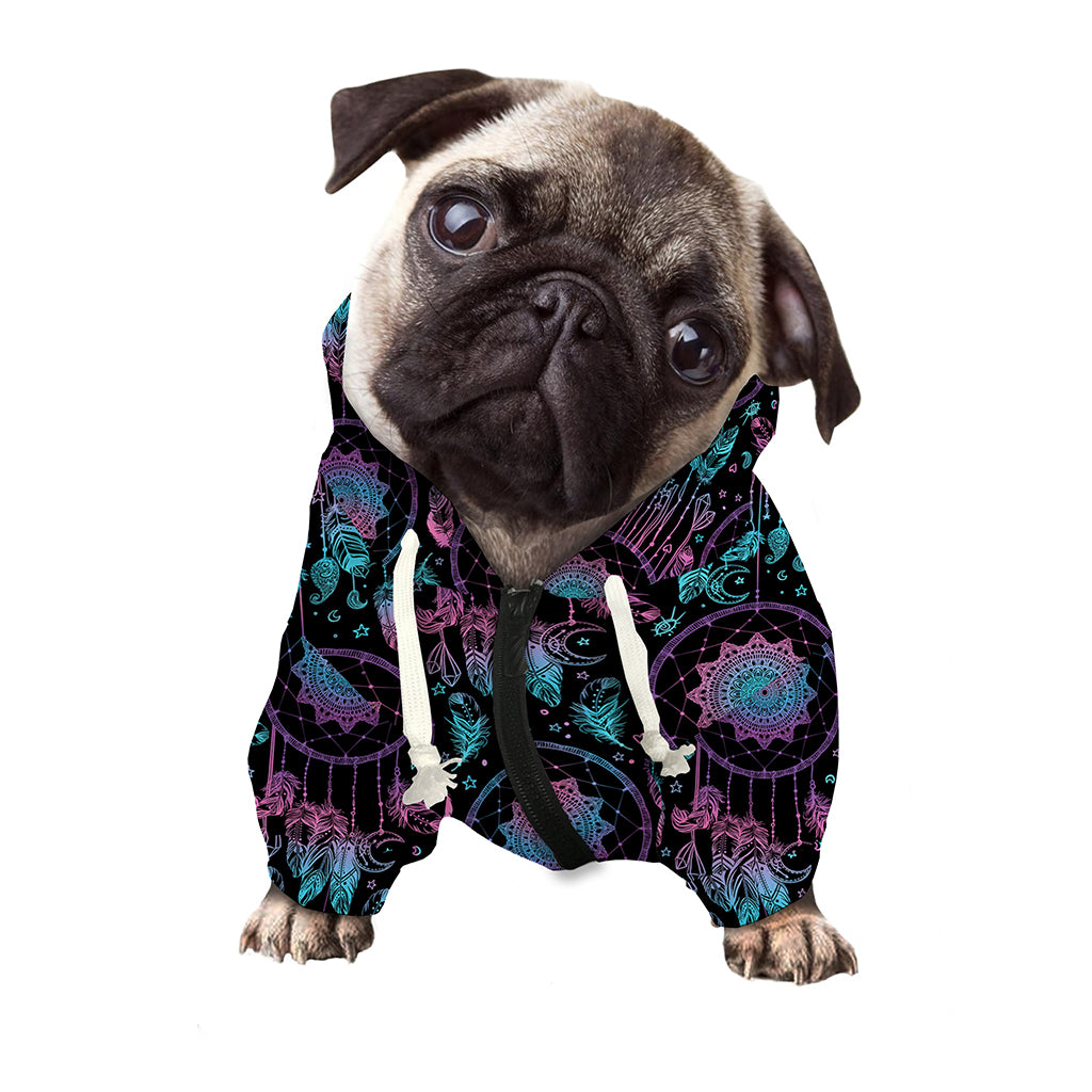 Purple And Blue Dream Catcher Print Dog Zip Up Hoodie