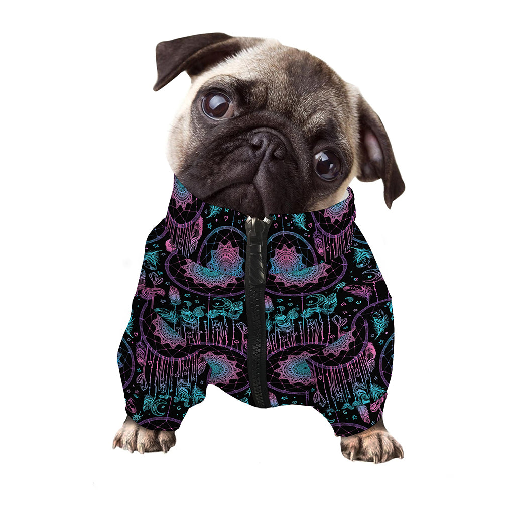 Purple And Blue Dream Catcher Print Dog Zip Up Jacket