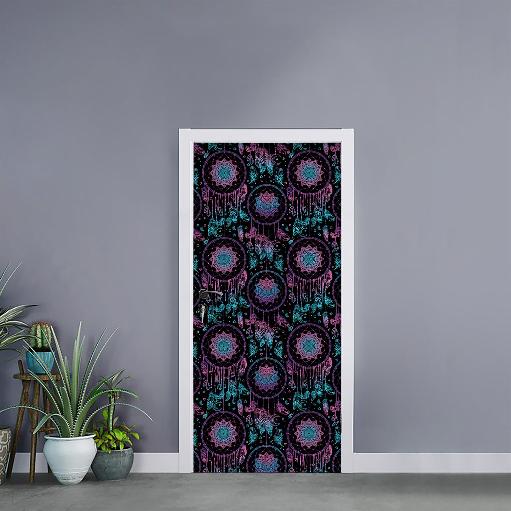 Purple And Blue Dream Catcher Print Door Sticker