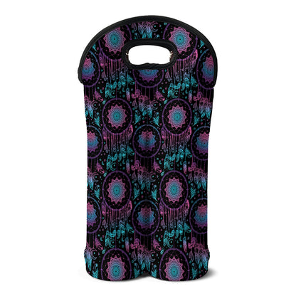 Purple And Blue Dream Catcher Print Double Neoprene Wine Tote