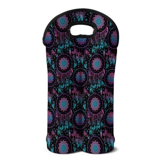 Purple And Blue Dream Catcher Print Double Neoprene Wine Tote