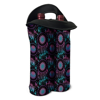Purple And Blue Dream Catcher Print Double Neoprene Wine Tote