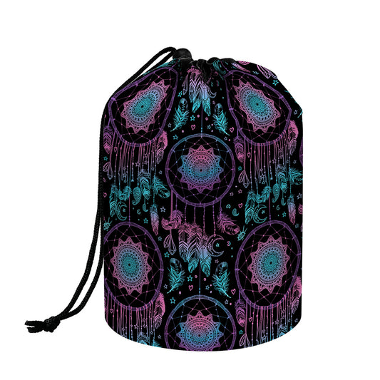 Purple And Blue Dream Catcher Print Drawstring Makeup Bag