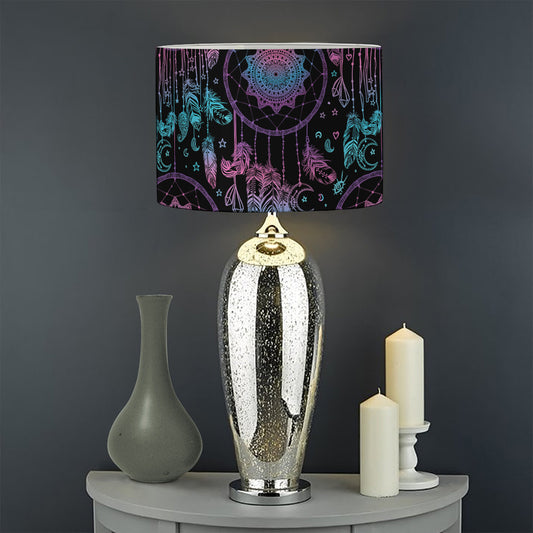 Purple And Blue Dream Catcher Print Drum Lamp Shade