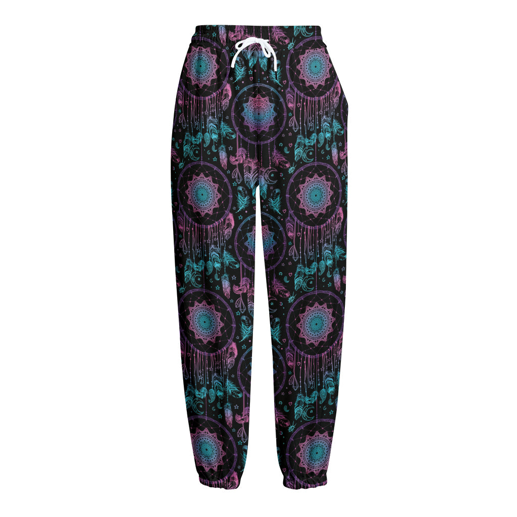 Purple And Blue Dream Catcher Print Fleece Lined Knit Pants