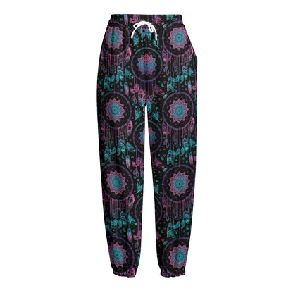 Purple And Blue Dream Catcher Print Fleece Lined Knit Pants