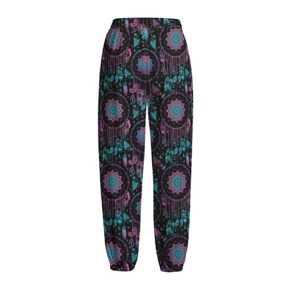 Purple And Blue Dream Catcher Print Fleece Lined Knit Pants