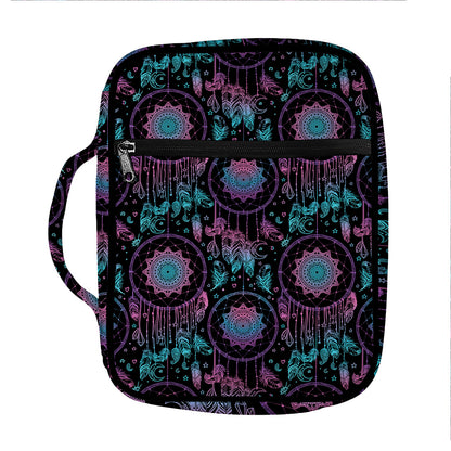 Purple And Blue Dream Catcher Print Front Pocket Bible Bag