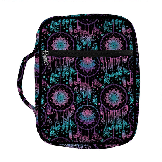 Purple And Blue Dream Catcher Print Front Pocket Bible Bag