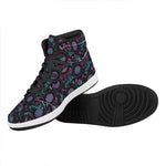 Purple And Blue Dream Catcher Print High Top Leather Sneakers