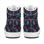 Purple And Blue Dream Catcher Print High Top Leather Sneakers