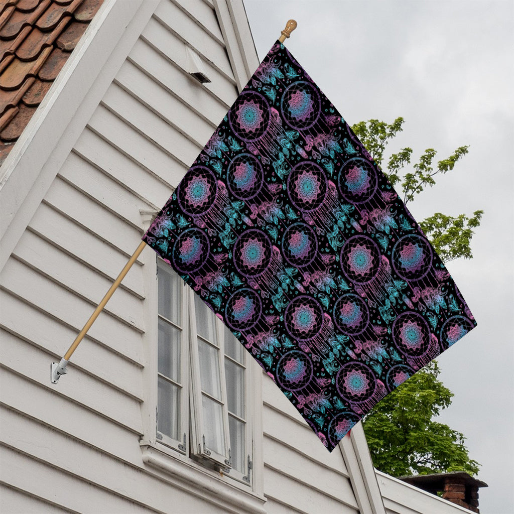 Purple And Blue Dream Catcher Print House Flag