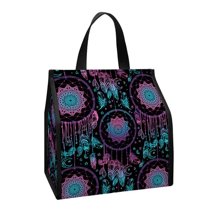 Purple And Blue Dream Catcher Print Insulated Lunch Tote