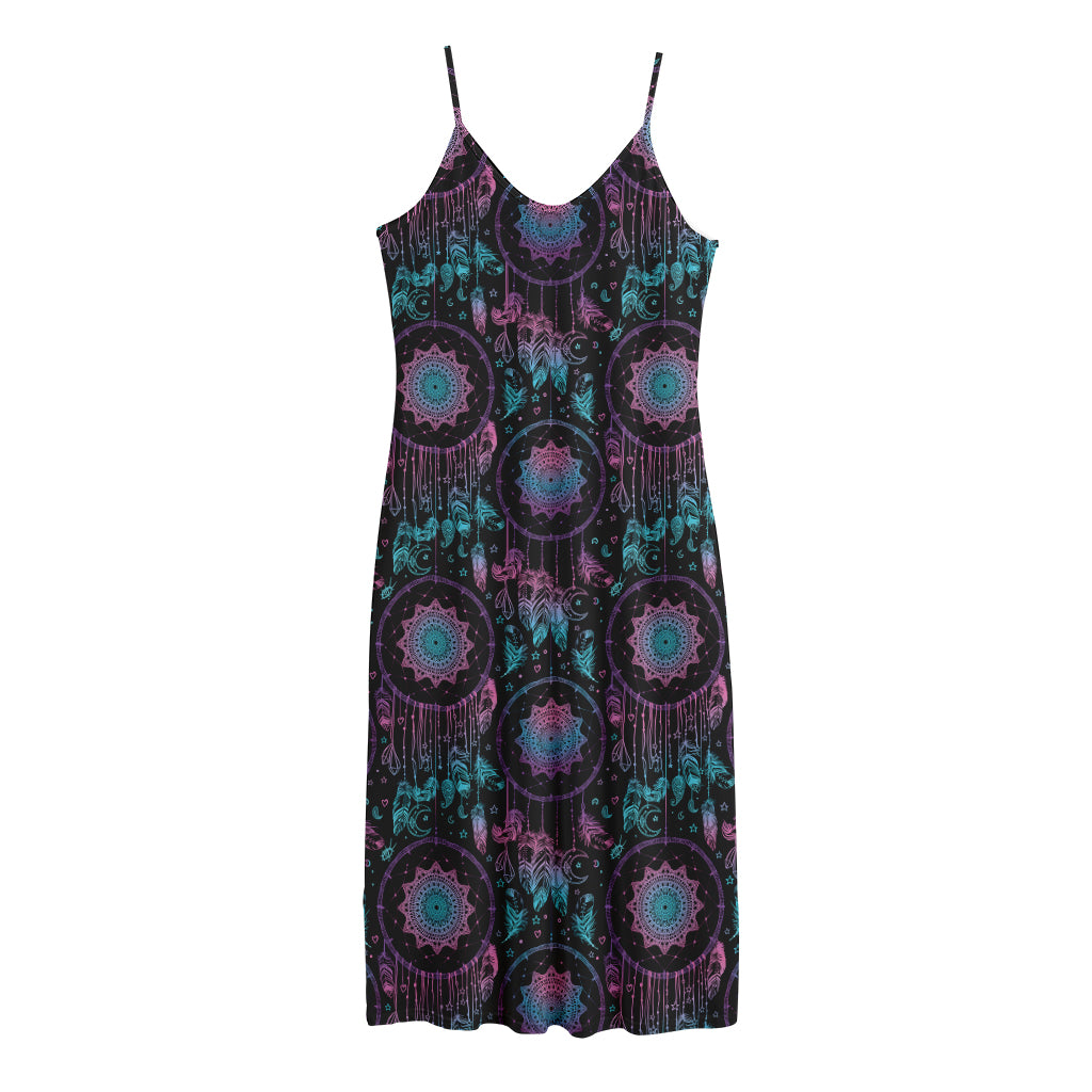 Purple And Blue Dream Catcher Print Jersey Midi Cami Dress