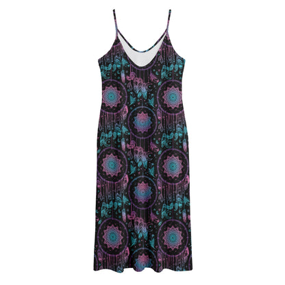 Purple And Blue Dream Catcher Print Jersey Midi Cami Dress
