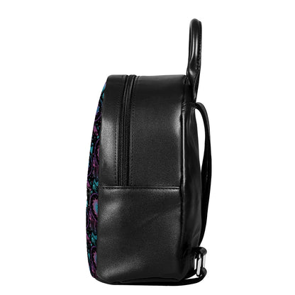 Purple And Blue Dream Catcher Print Leather Backpack