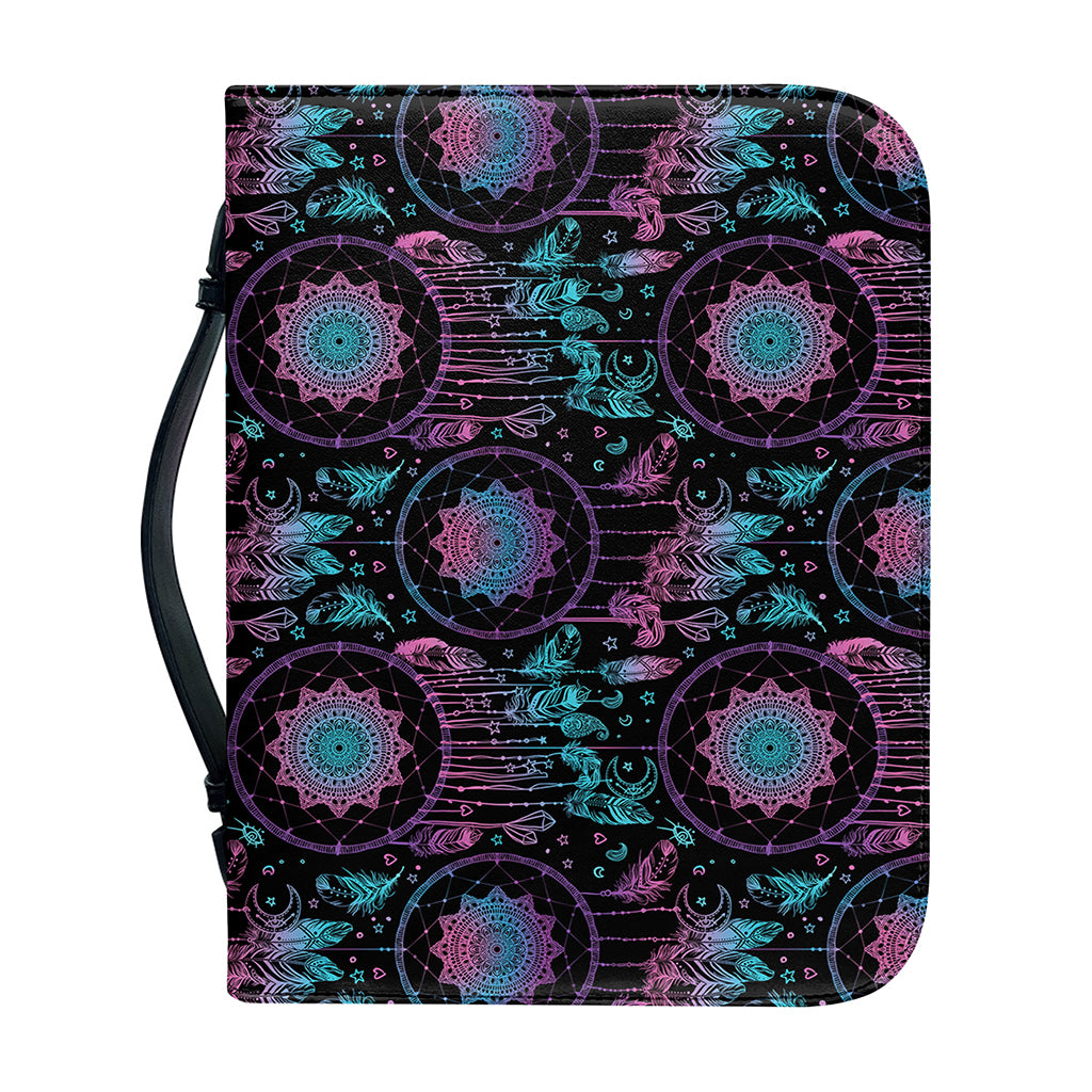 Purple And Blue Dream Catcher Print Leather Bible Cover