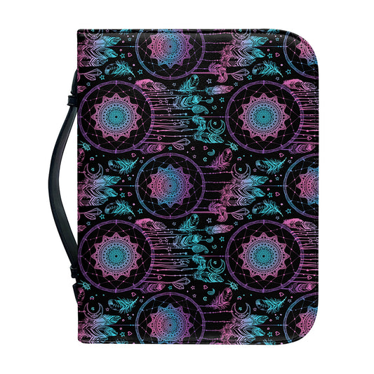 Purple And Blue Dream Catcher Print Leather Bible Cover
