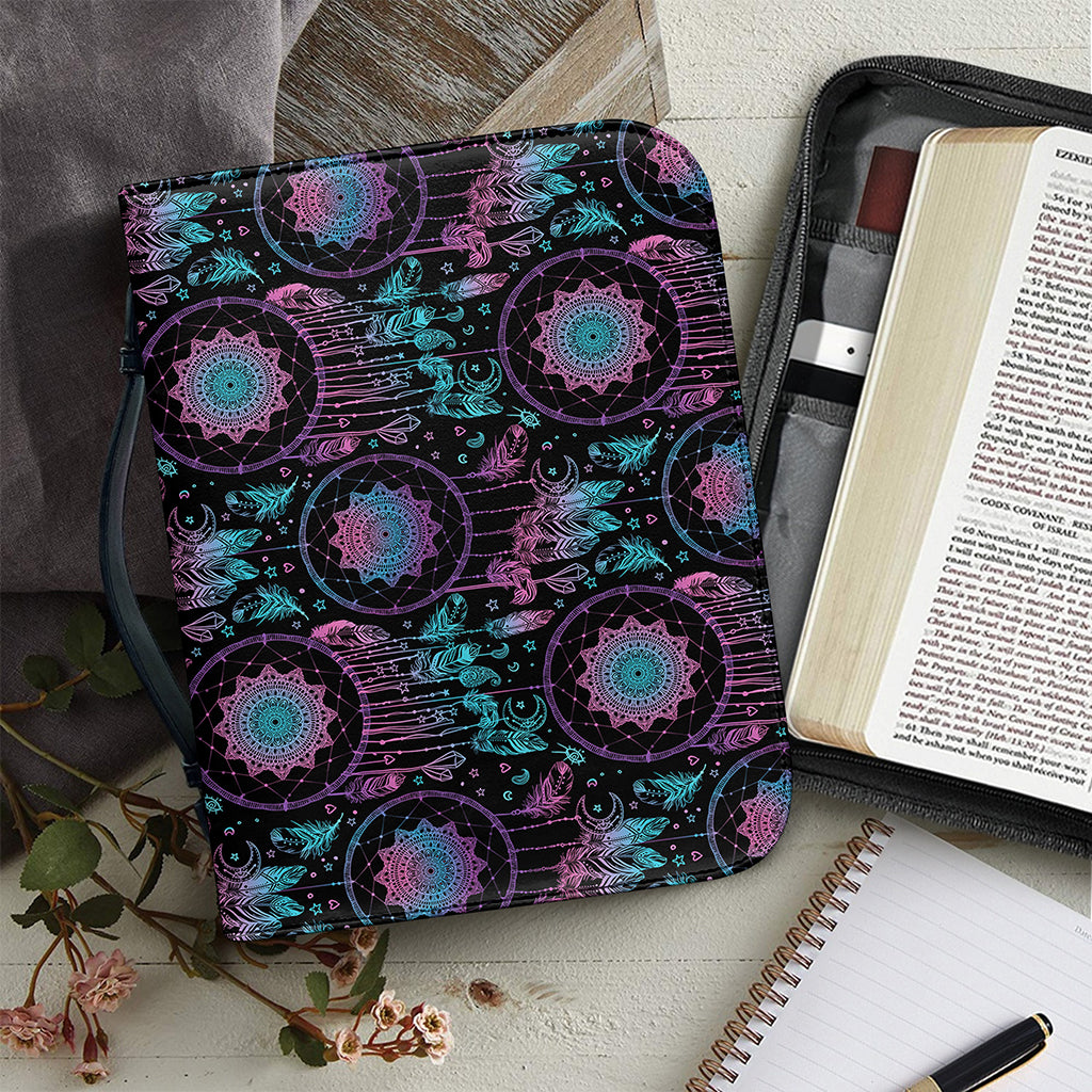 Purple And Blue Dream Catcher Print Leather Bible Cover
