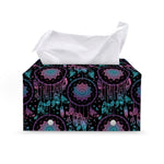 Purple And Blue Dream Catcher Print Leather Tissue Box Cover
