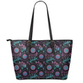 Purple And Blue Dream Catcher Print Leather Tote Bag With Zipper