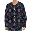 Purple And Blue Dream Catcher Print Long Sleeve Baseball Jersey