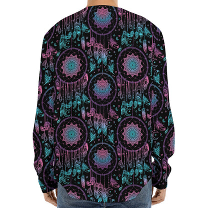 Purple And Blue Dream Catcher Print Long Sleeve Baseball Jersey
