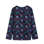 Purple And Blue Dream Catcher Print Long Sleeve Short Coat