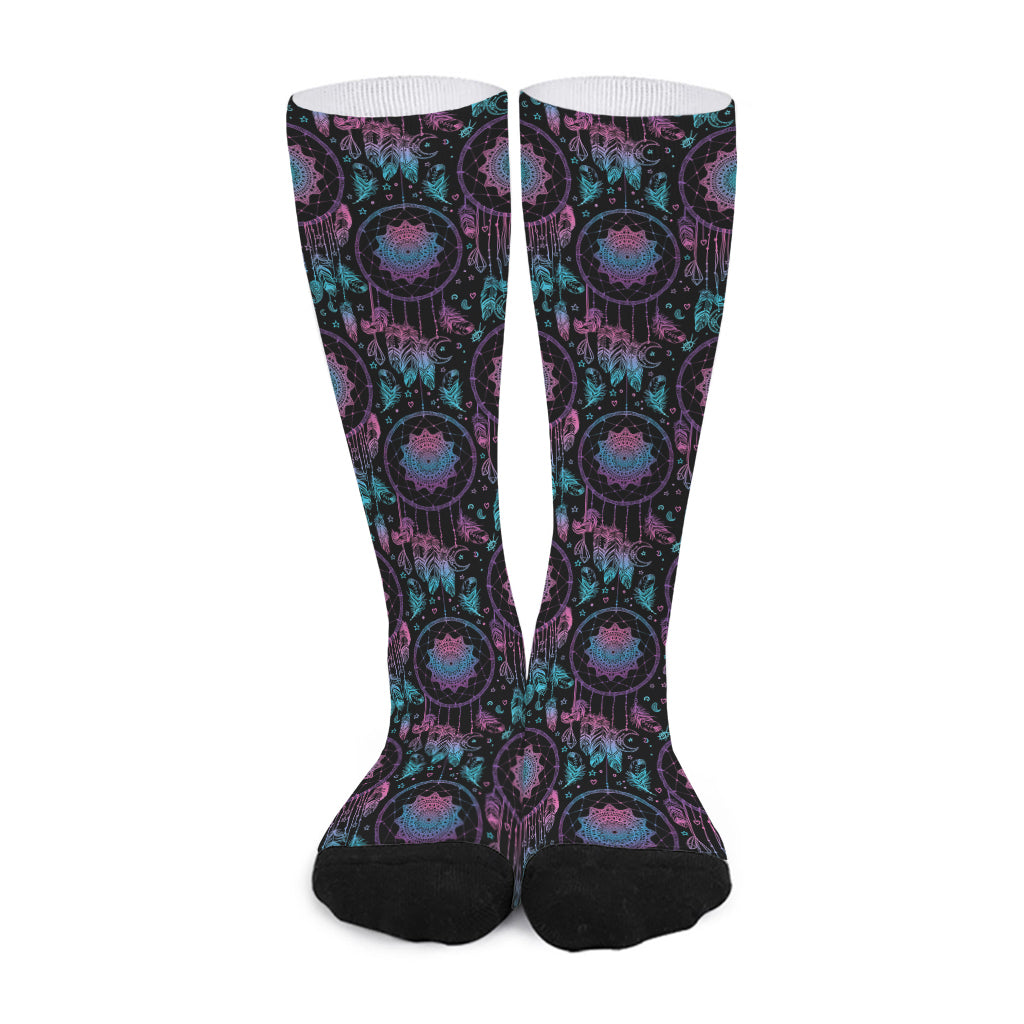 Purple And Blue Dream Catcher Print Long Socks