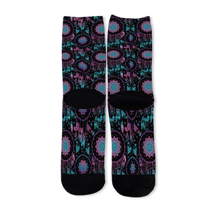 Purple And Blue Dream Catcher Print Long Socks