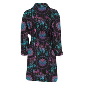 Purple And Blue Dream Catcher Print Men's Bathrobe