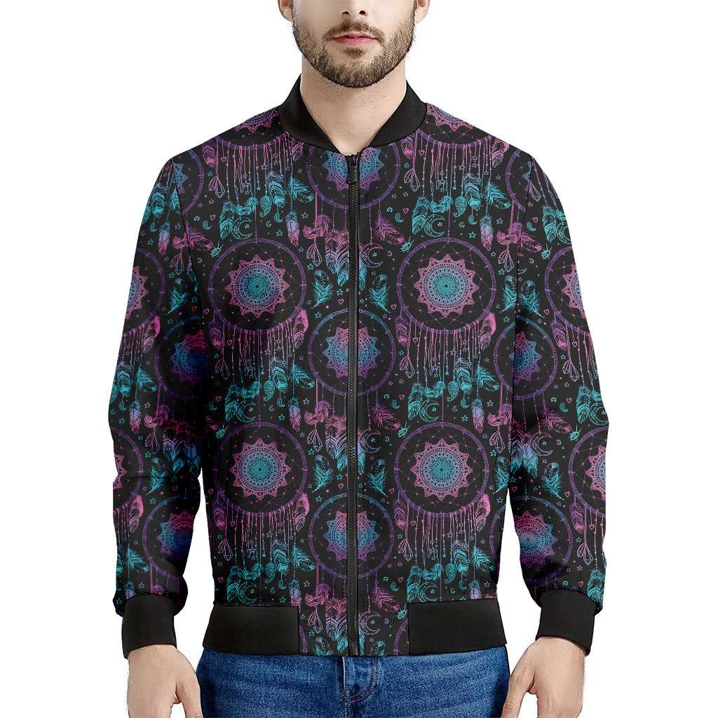 Purple And Blue Dream Catcher Print Men's Bomber Jacket