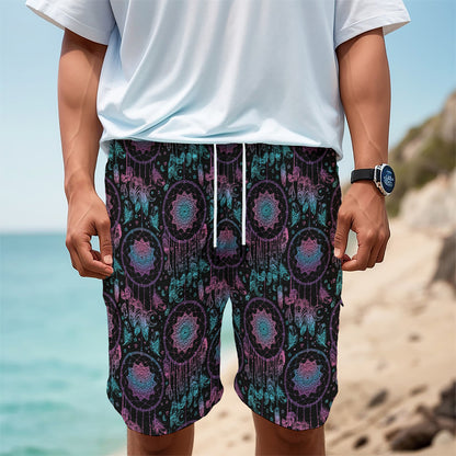 Purple And Blue Dream Catcher Print Men's Cargo Shorts