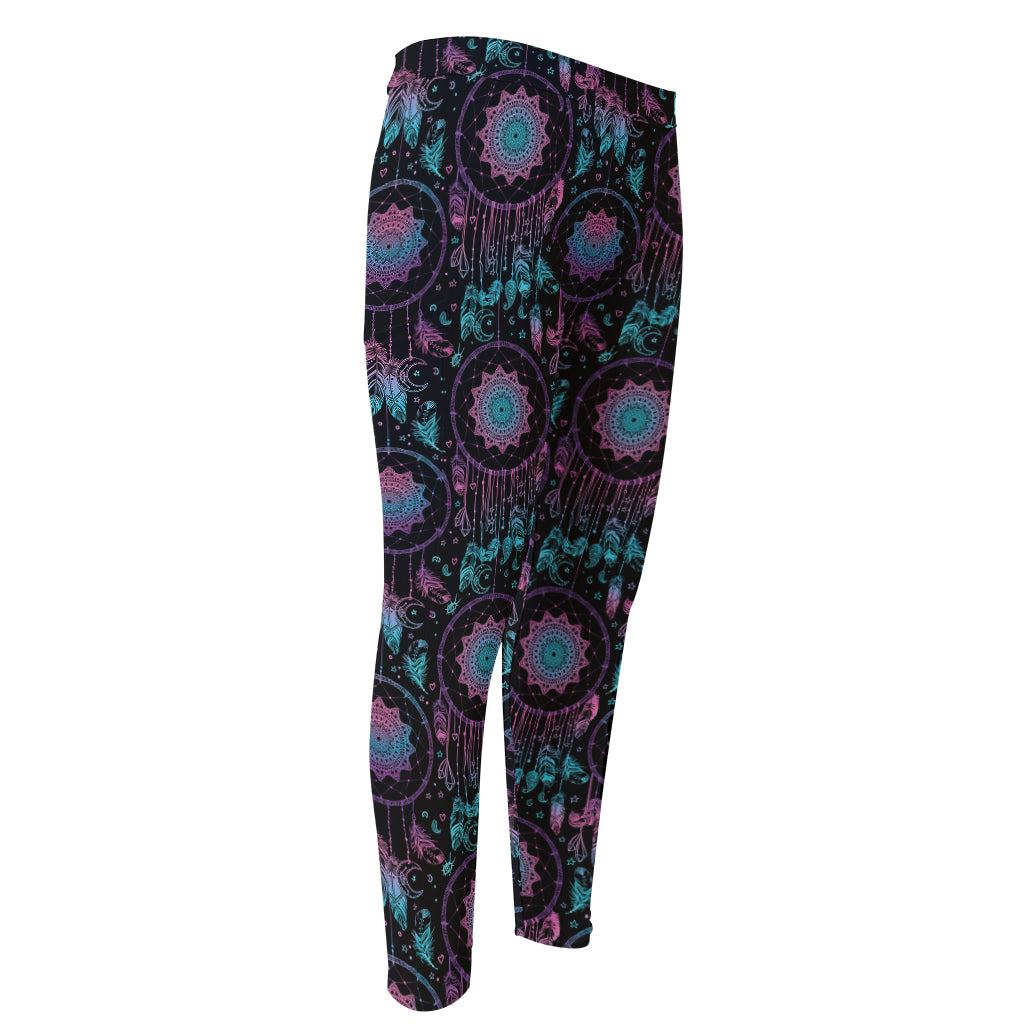 Purple And Blue Dream Catcher Print Men's Compression Pants
