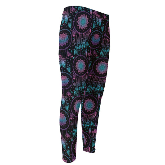 Purple And Blue Dream Catcher Print Men's Compression Pants