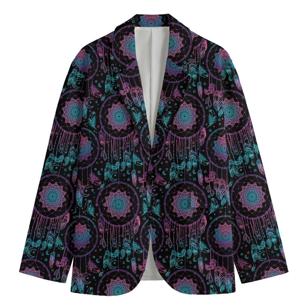 Purple And Blue Dream Catcher Print Men's Cotton Blazer