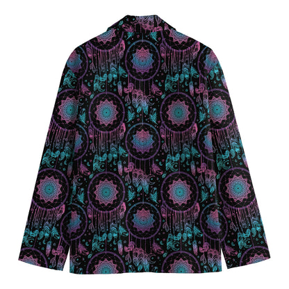 Purple And Blue Dream Catcher Print Men's Cotton Blazer