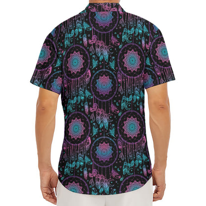 Purple And Blue Dream Catcher Print Men's Deep V-Neck Shirt