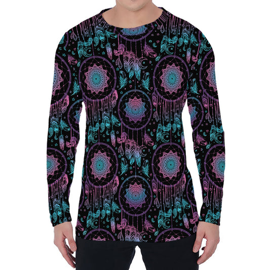Purple And Blue Dream Catcher Print Men's Long Sleeve T-Shirt